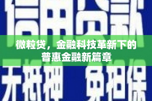 醴陵微粒贷，金融科技革新下的普惠金融新篇章